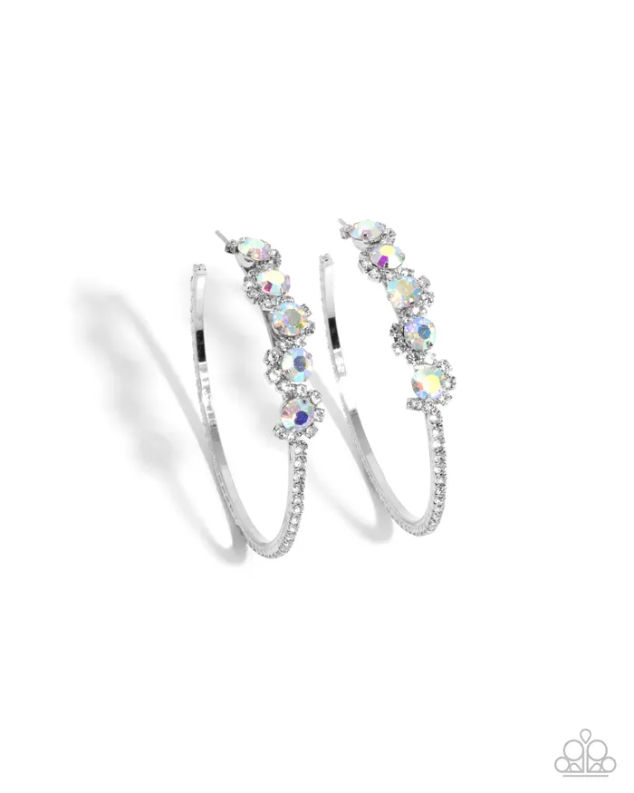 Noticeable Difference Multi Iridescent Rhinestone Silver Hoop Earrings Paparazzi Paparazzi Accessories Earrings Noticeable Difference Multi Iridescent Rhinestone Silver Hoop Earrings Paparazzi Paparazzi Accessories Earrings