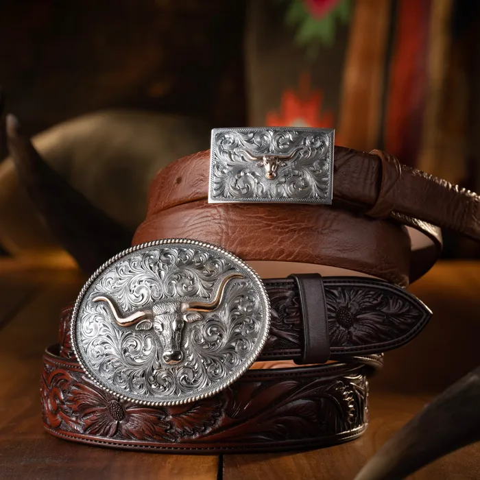 Nueces 1801 Sterling Longhorn Trophy Buckle Clint Orms Engravers Silversmiths Necklaces