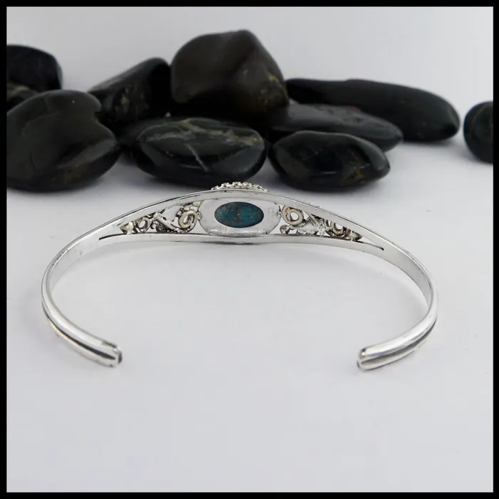 Oak Leaf Cuff Bracelet with Turquoise Walker Metalsmiths Bracelets