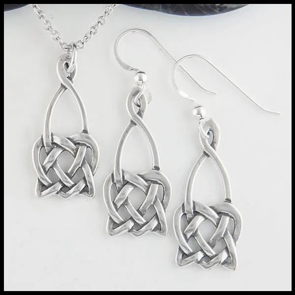 Open Heart Knot Earrings and Pendant Set Walker Metalsmiths Earrings