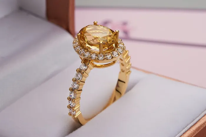 Oval Citrine Ring in 14K Yellow Gold AME Jewellery Rings