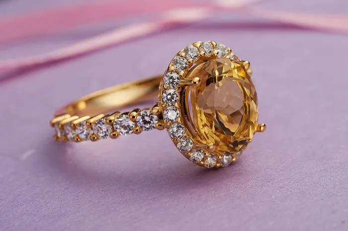 Oval Citrine Ring in 14K Yellow Gold AME Jewellery Rings