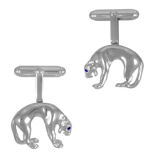 Panther Cufflinks in Sterling Silver with Sapphire Eyes Antique Jewelry Mall Rings Panther Cufflinks in Sterling Silver with Sapphire Eyes Antique Jewelry Mall Rings