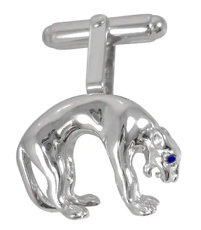 Panther Cufflinks in Sterling Silver with Sapphire Eyes Antique Jewelry Mall Rings Panther Cufflinks in Sterling Silver with Sapphire Eyes Antique Jewelry Mall Rings