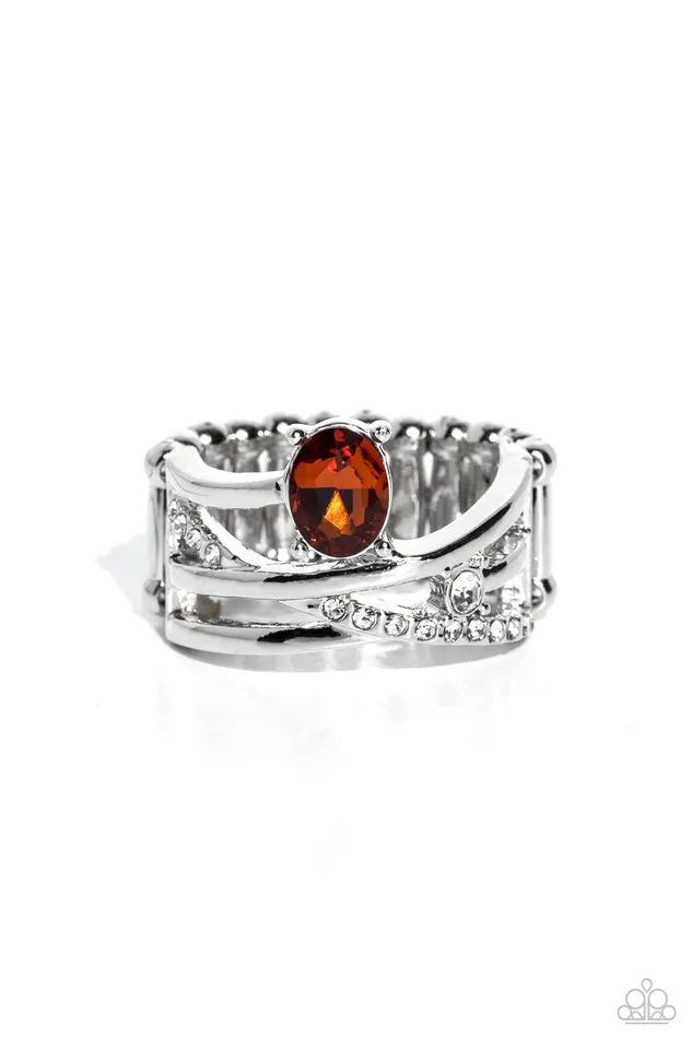 Paparazzi Accessories Alternating Allure Brown Rhinestone Silver Ring Paparazzi Rings Paparazzi Accessories Alternating Allure Brown Rhinestone Silver Ring Paparazzi Rings
