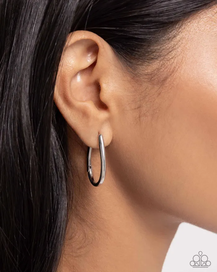 Paparazzi Accessories Angelic Avenue Silver Hinge Hoop Earrings Paparazzi Earrings