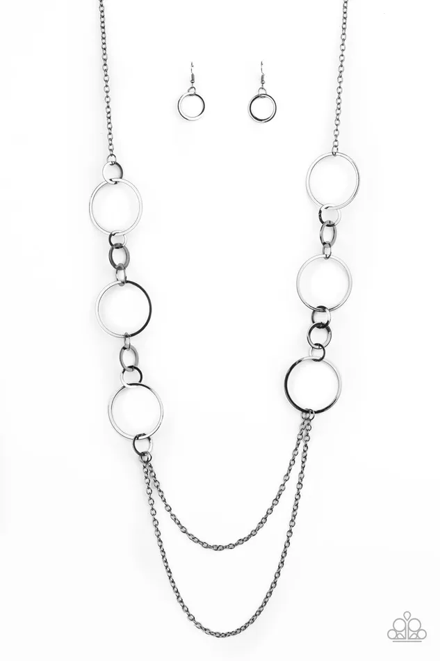 Paparazzi Accessories Basic Babe Black Gunmetal Circle Layered Necklace Paparazzi Necklaces Paparazzi Accessories Basic Babe Black Gunmetal Circle Layered Necklace Paparazzi Necklaces