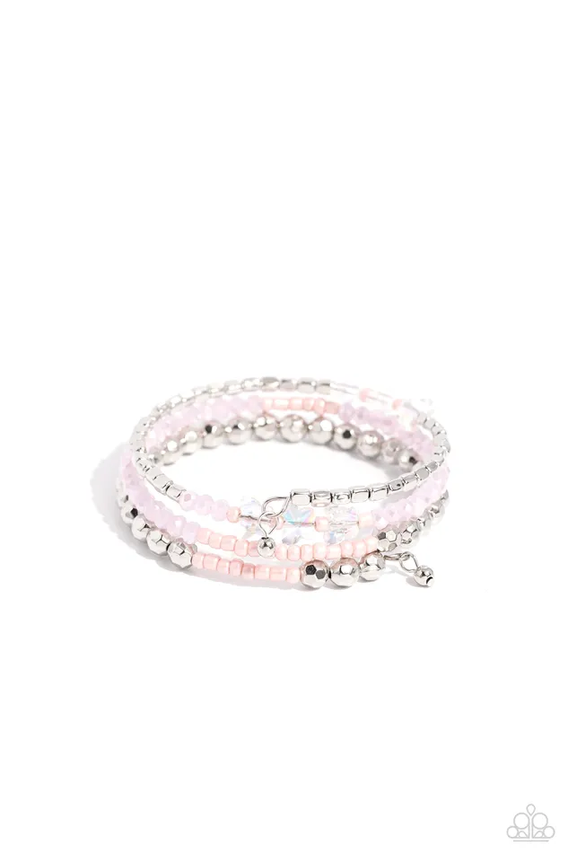 Paparazzi Accessories Boundless Behavior Pink Seed Bead Iridescent Butterfly Silver Coil Bracelet Paparazzi Bracelets Paparazzi Accessories Boundless Behavior Pink Seed Bead Iridescent Butterfly Silver Coil Bracelet Paparazzi Bracelets