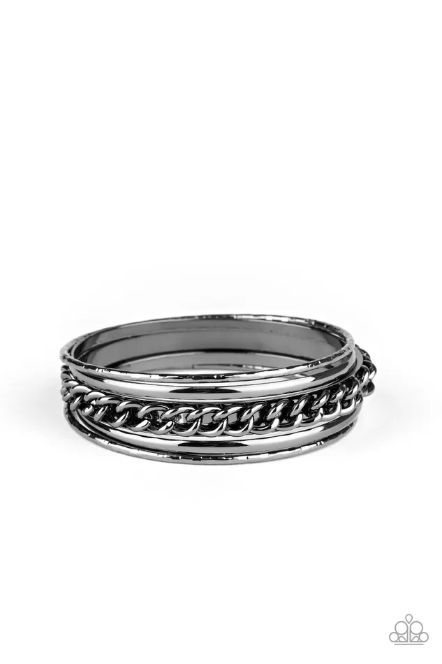 Paparazzi Accessories Bracelets A Piece of The Action Black Gun Metal Bangle Bracelet Set Paparazzi Paparazzi Accessories Bracelets A Piece of The Action Black Gun Metal Bangle Bracelet Set Paparazzi