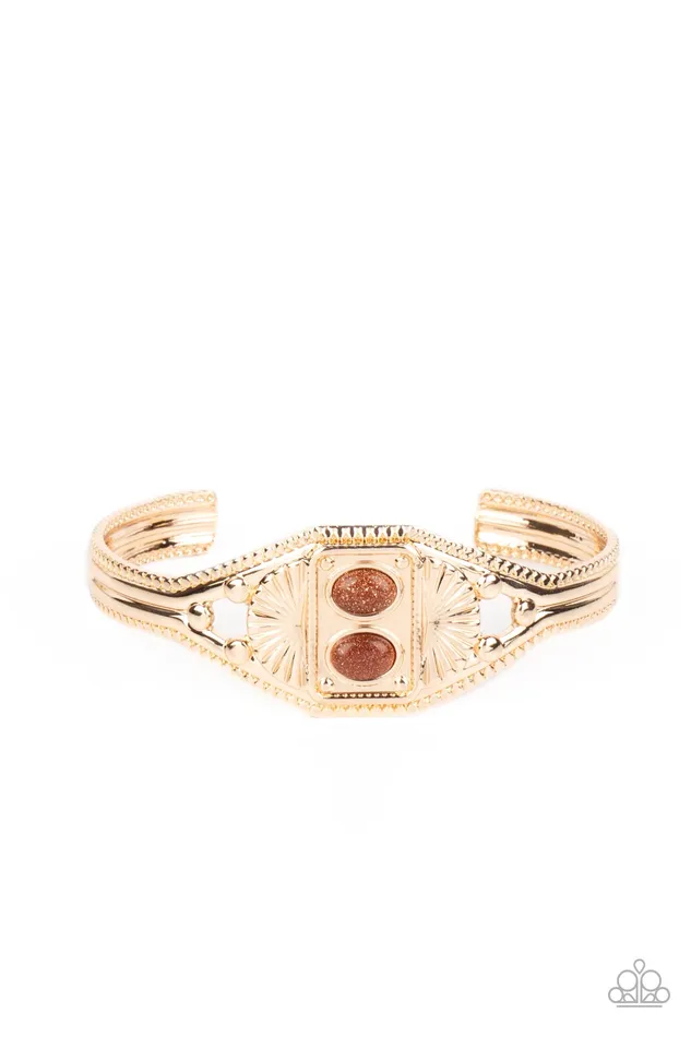 Paparazzi Accessories Bracelets Aztec Allure Gold Brown Glittery Bead Cuff Bracelet Paparazzi Paparazzi Accessories Bracelets Aztec Allure Gold Brown Glittery Bead Cuff Bracelet Paparazzi