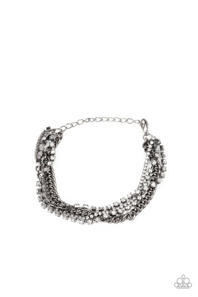 Paparazzi Accessories Bracelets Brilliantly Beaming Black Gun Metal Rhinestone Bracelet Paparazzi Paparazzi Accessories Bracelets Brilliantly Beaming Black Gun Metal Rhinestone Bracelet Paparazzi
