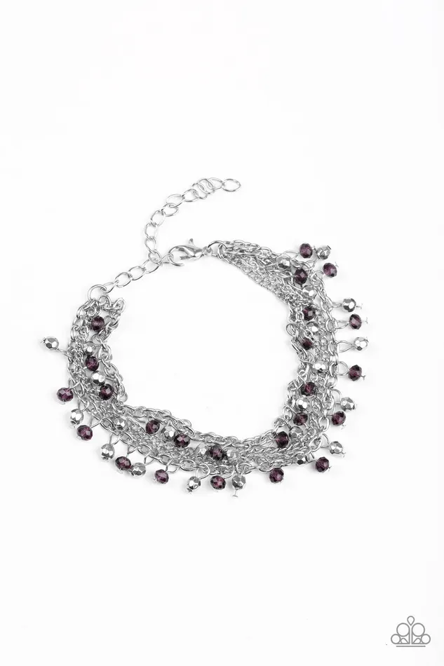 Paparazzi Accessories Bracelets Cash Confidence Purple and Silver Bead Chain Bracelet Paparazzi Paparazzi Accessories Bracelets Cash Confidence Purple and Silver Bead Chain Bracelet Paparazzi