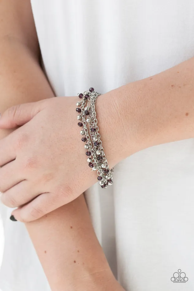 Paparazzi Accessories Bracelets Cash Confidence Purple and Silver Bead Chain Bracelet Paparazzi
