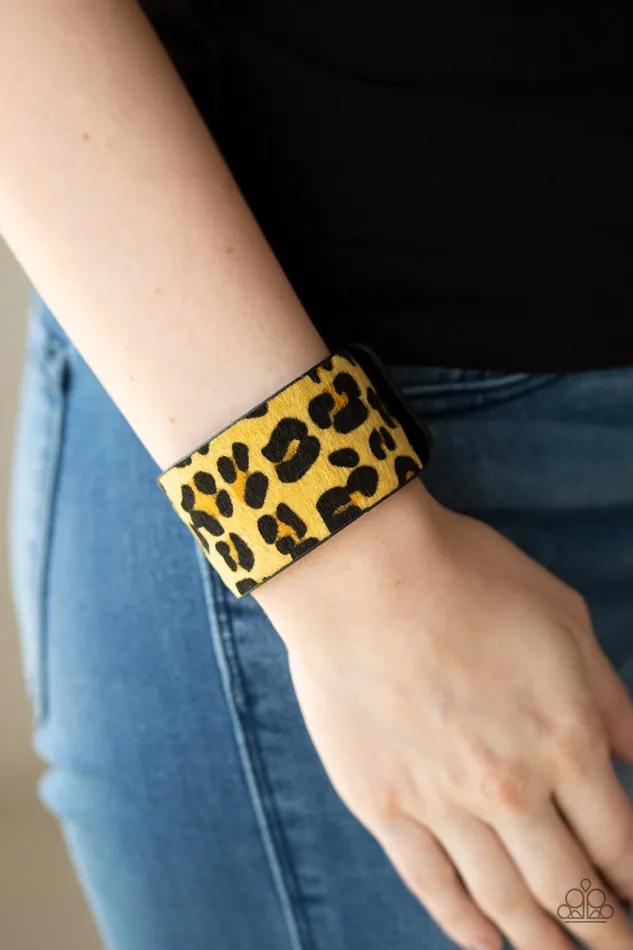 Paparazzi Accessories Bracelets Cheetah Cabana Paparazzi Yellow Fuzzy Cheetah Pattern Black Leather Wrap Bracelet Paparazzi Accessories Bracelets Cheetah Cabana Paparazzi Yellow Fuzzy Cheetah Pattern Black Leather Wrap Bracelet