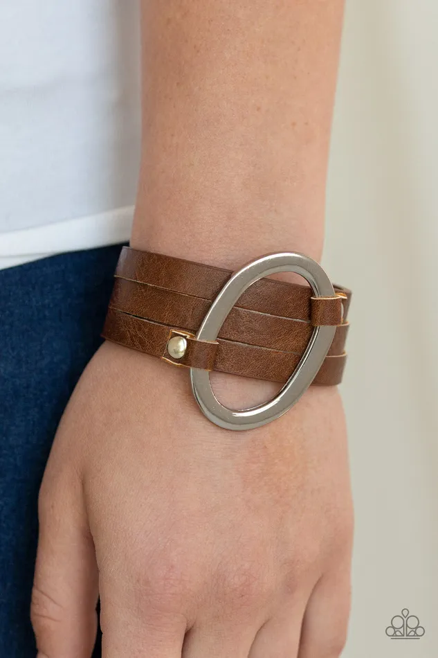 Paparazzi Accessories Bracelets Cowgirl Cavalier Paparazzi Brown Leather Silver Oval Ring Urban Bracelet Paparazzi Accessories Bracelets Cowgirl Cavalier Paparazzi Brown Leather Silver Oval Ring Urban Bracelet