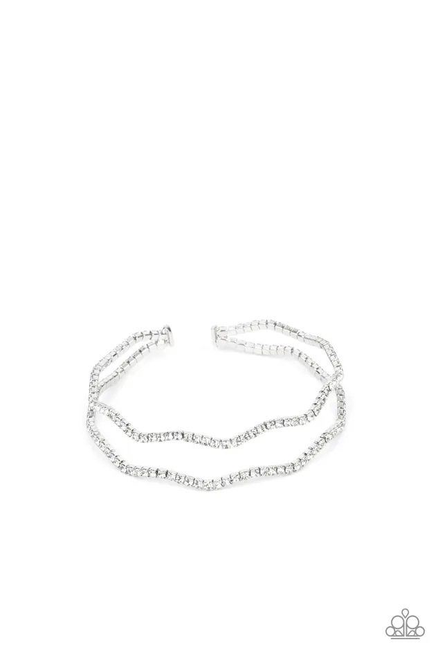 Paparazzi Accessories Bracelets Delicate Dazzle White Rhinestone Dainty Cuff Bracelet Paparazzi Paparazzi Accessories Bracelets Delicate Dazzle White Rhinestone Dainty Cuff Bracelet Paparazzi
