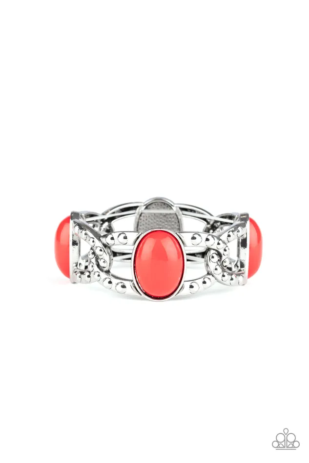 Paparazzi Accessories Bracelets Dreamy Gleam Red Bead Silver Frame Stretchy Bracelet Paparazzi Accessories Bracelets Dreamy Gleam Red Bead Silver Frame Stretchy Bracelet