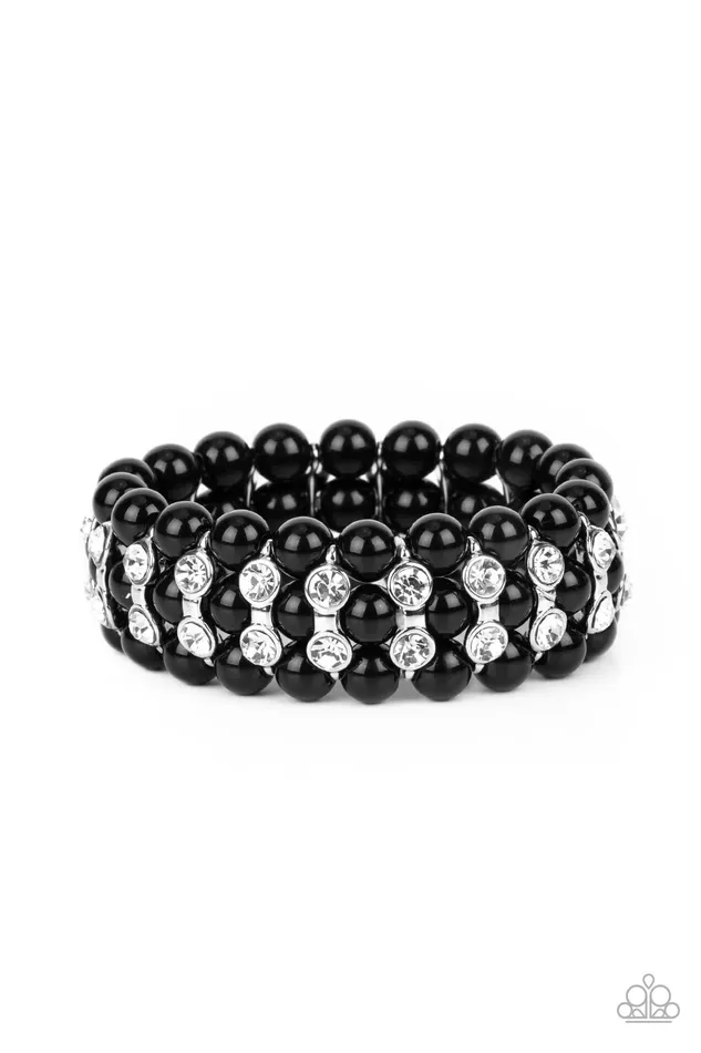 Paparazzi Accessories Bracelets Eiffel Tower Elegance Black Bead White Rhinestone Stretchy Bracelet Paparazzi Paparazzi Accessories Bracelets Eiffel Tower Elegance Black Bead White Rhinestone Stretchy Bracelet Paparazzi