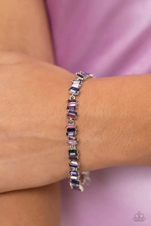 Paparazzi Accessories Bracelets Emerald Ensemble Purple Gem Silver Bracelet Paparazzi