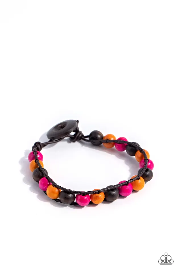 Paparazzi Accessories Bracelets Epic Explorer Multi Color Wooden Bead Brown Cord Urban Wrap Bracelet Paparazzi