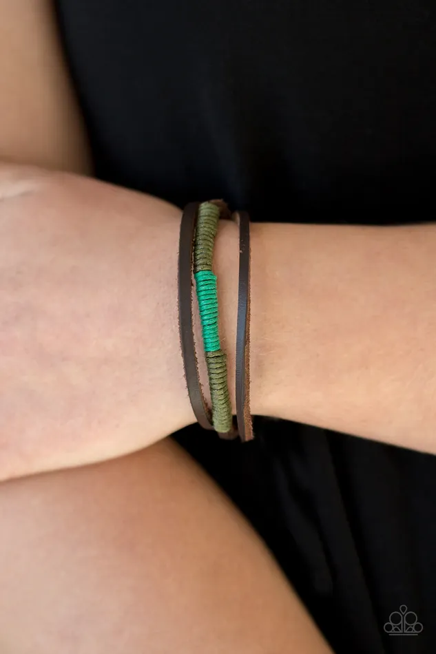 Paparazzi Accessories Bracelets Give Me Some ROAM Paparazzi Green Cording Brown Leather Urban Bracelet Paparazzi Accessories Bracelets Give Me Some ROAM Paparazzi Green Cording Brown Leather Urban Bracelet