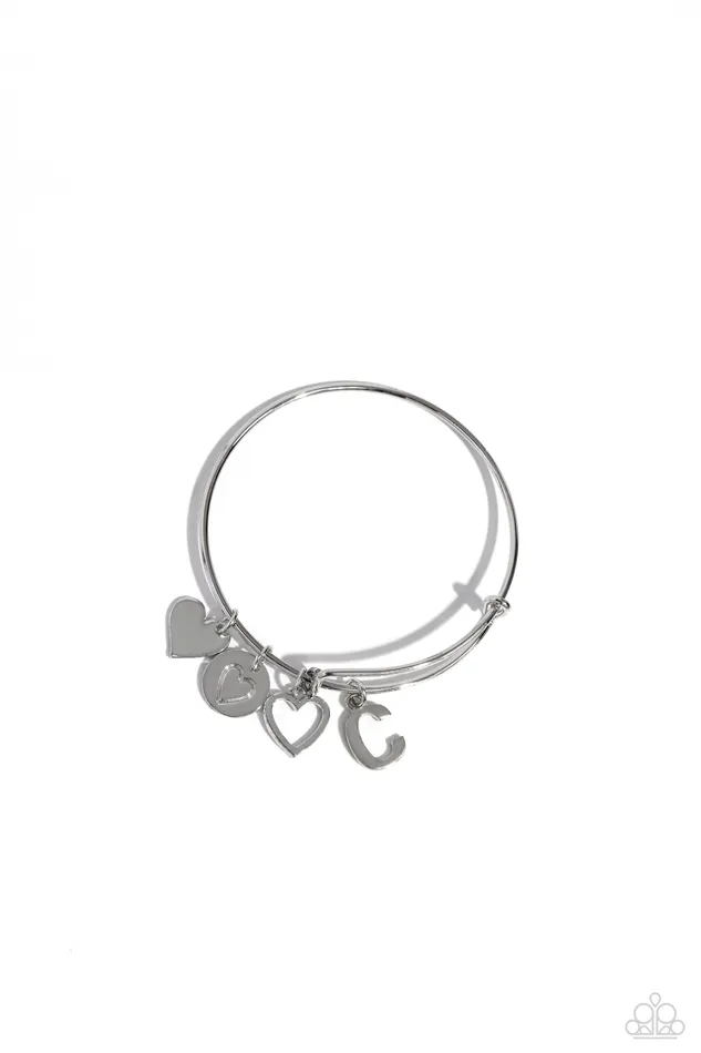Paparazzi Accessories Bracelets Making It INITIAL Silver Letter Heart Bangle Bracelet C Paparazzi Paparazzi Accessories Bracelets Making It INITIAL Silver Letter Heart Bangle Bracelet C Paparazzi