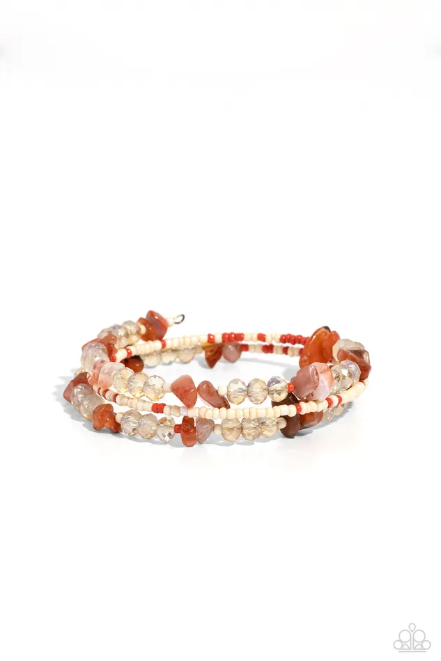Paparazzi Accessories Bracelets Notoriously Nuanced Orange Seed Bead and Stone Coil Bracelet Paparazzi Paparazzi Accessories Bracelets Notoriously Nuanced Orange Seed Bead and Stone Coil Bracelet Paparazzi
