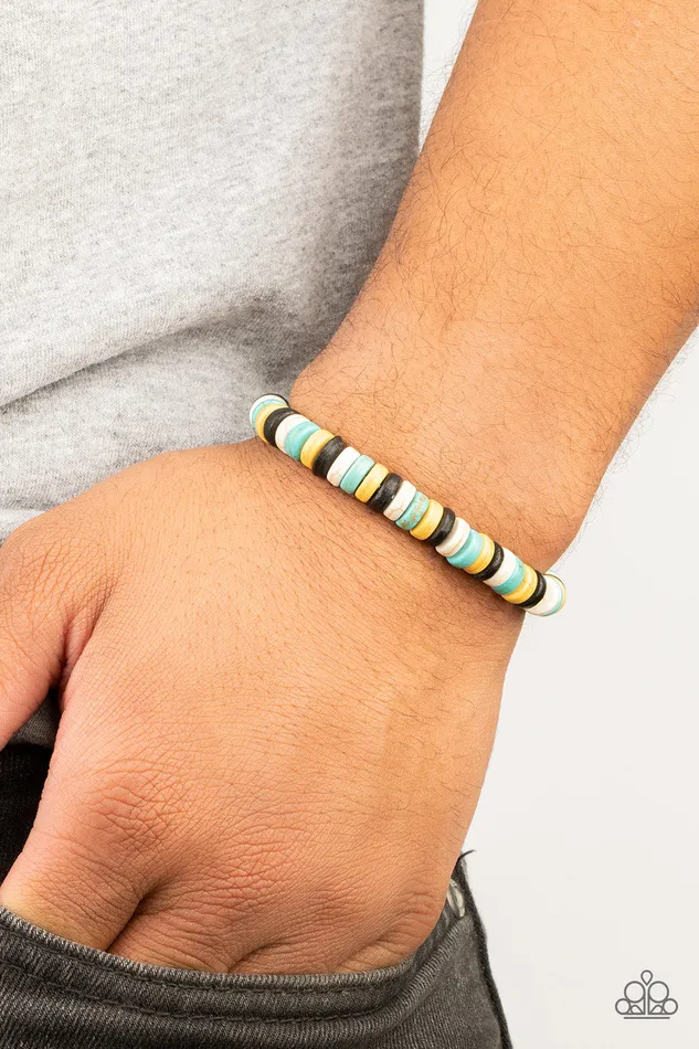 Paparazzi Accessories Bracelets Rural Rocker Blue Turquoise Black Yellow Stone Stretchy Bracelet Paparazzi
