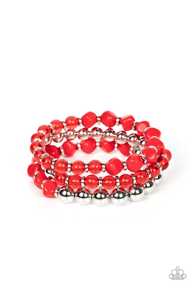 Paparazzi Accessories Bracelets Summer Sabbatical Red and Silver Bead Stretchy Bracelet Paparazzi Paparazzi Accessories Bracelets Summer Sabbatical Red and Silver Bead Stretchy Bracelet Paparazzi