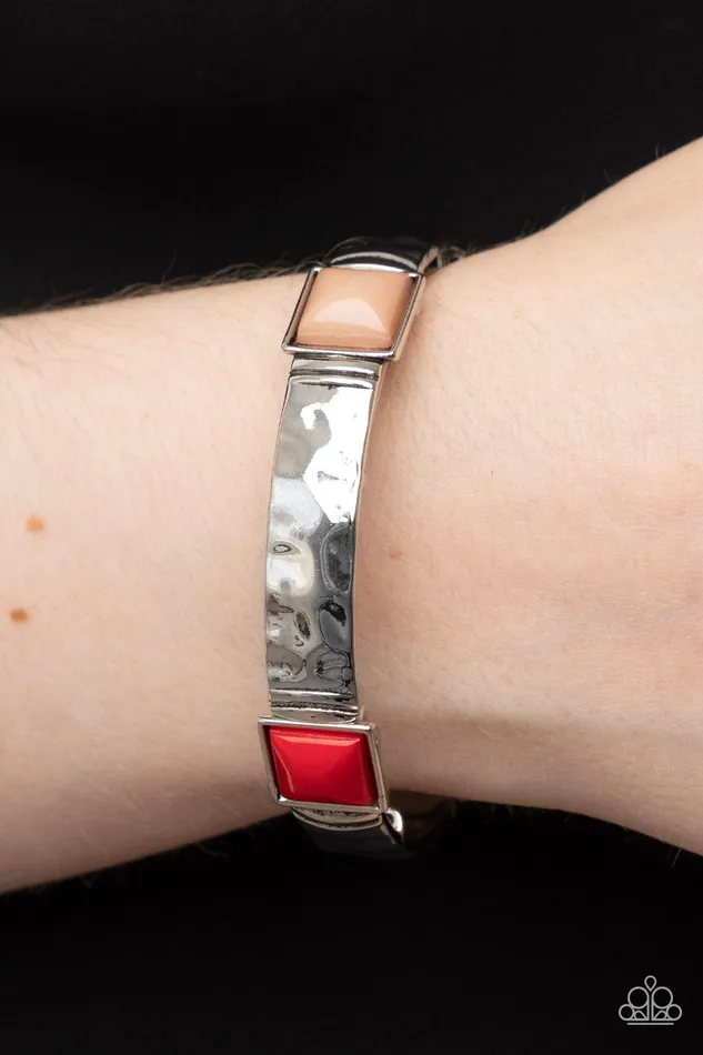 Paparazzi Accessories Bracelets Totally Terraform Multi Black Brown Red Bead Silver Stretchy Bracelet Paparazzi