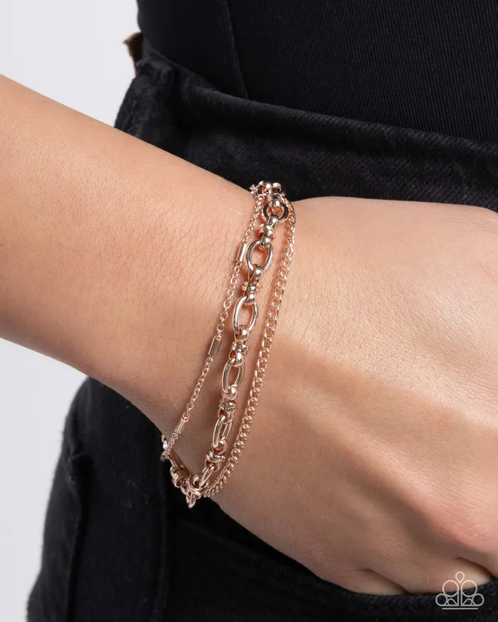 Paparazzi Accessories Chained Celebration Rose Gold Chain Bracelet Paparazzi Bracelets