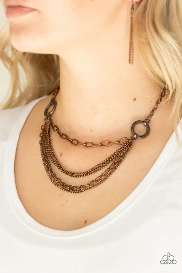 Paparazzi Accessories Chains of Command Paparazzi Copper Layered Chain Necklace Necklaces Paparazzi Accessories Chains of Command Paparazzi Copper Layered Chain Necklace Necklaces