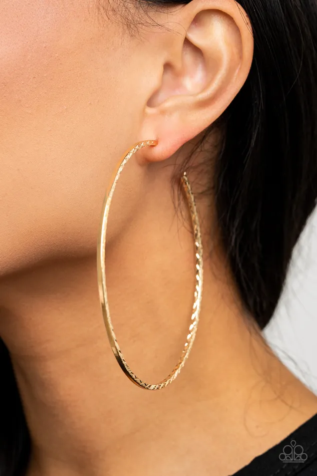 Paparazzi Accessories Diamondback Diva Gold Hoop Earrings Paparazzi Earrings
