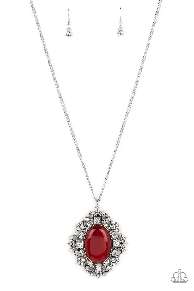 Paparazzi Accessories Dream Board Dazzle Red Cats Eye Silver Necklace Paparazzi Necklaces Paparazzi Accessories Dream Board Dazzle Red Cats Eye Silver Necklace Paparazzi Necklaces