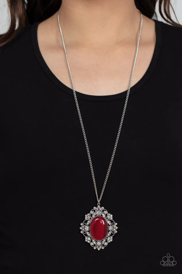 Paparazzi Accessories Dream Board Dazzle Red Cats Eye Silver Necklace Paparazzi Necklaces