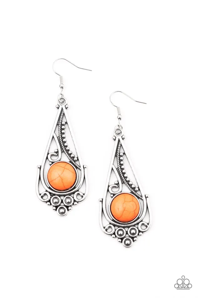 Paparazzi Accessories Earrings Canyon Climate Orange Stone Silver Earrings Paparazzi Paparazzi Accessories Earrings Canyon Climate Orange Stone Silver Earrings Paparazzi