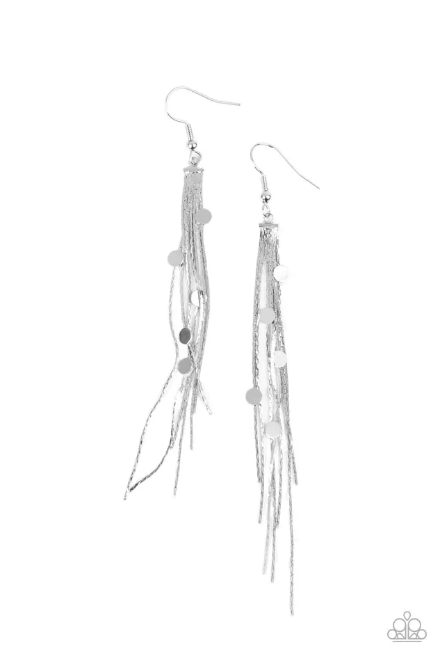 Paparazzi Accessories Earrings Cosmic Cascade Silver Dainty Dangle Earrings Paparazzi Paparazzi Accessories Earrings Cosmic Cascade Silver Dainty Dangle Earrings Paparazzi