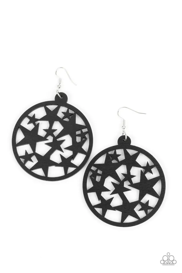 Paparazzi Accessories Earrings Cosmic Paradise Black Wooden Star Circle Earrings Paparazzi Paparazzi Accessories Earrings Cosmic Paradise Black Wooden Star Circle Earrings Paparazzi