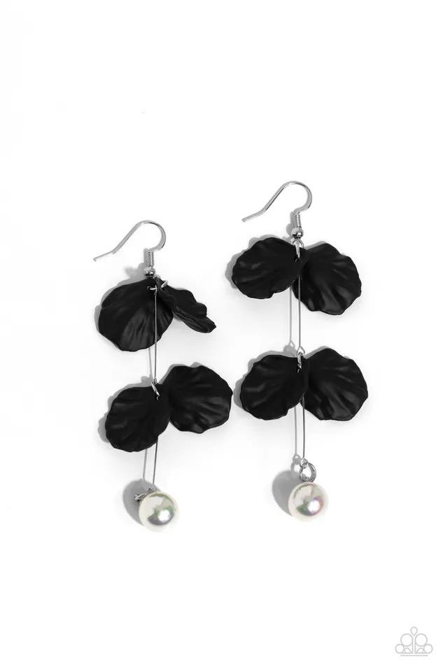 Paparazzi Accessories Earrings Edwardian Era Black Acrylic Petal White Pearl Silver Earrings Paparazzi Paparazzi Accessories Earrings Edwardian Era Black Acrylic Petal White Pearl Silver Earrings Paparazzi