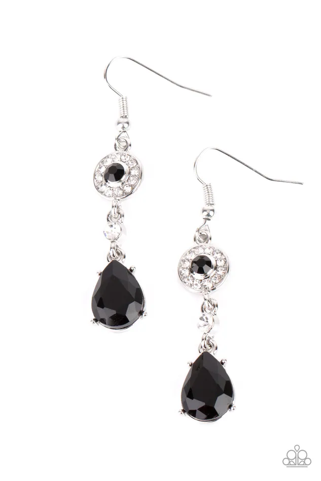 Paparazzi Accessories Earrings Graceful Glimmer Black Gem White Rhinestone Silver Earrings Paparazzi Paparazzi Accessories Earrings Graceful Glimmer Black Gem White Rhinestone Silver Earrings Paparazzi