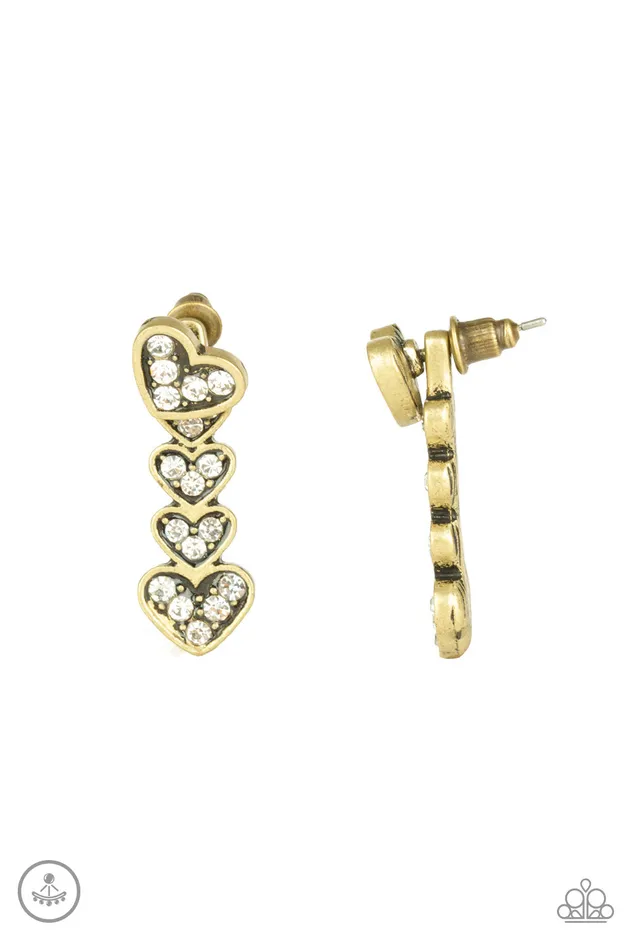 Paparazzi Accessories Earrings Heartthrob Twinkle Paparazzi Brass Heart Frame White Rhinestone Jacket Earrings Paparazzi Accessories Earrings Heartthrob Twinkle Paparazzi Brass Heart Frame White Rhinestone Jacket Earrings