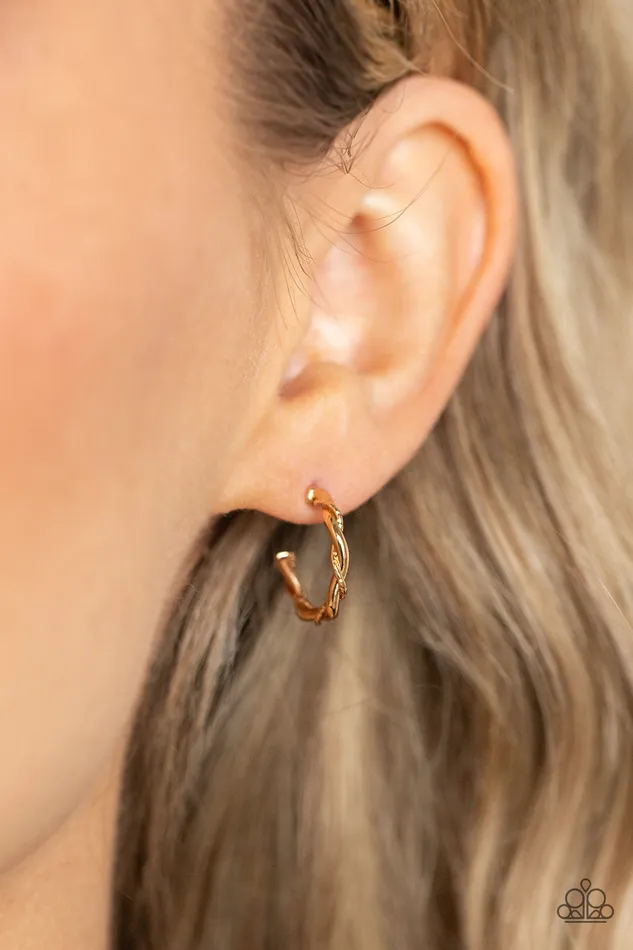 Paparazzi Accessories Earrings Irresistibly Intertwined Gold Tiny Hoop Earrings Paparazzi