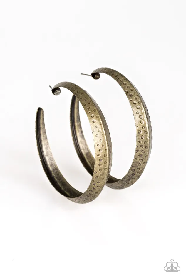 Paparazzi Accessories Earrings Jungle to Jungle Paparazzi Brass Hammered Large Hoop Earring Paparazzi Accessories Earrings Jungle to Jungle Paparazzi Brass Hammered Large Hoop Earring