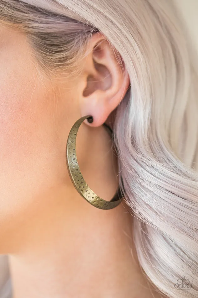 Paparazzi Accessories Earrings Jungle to Jungle Paparazzi Brass Hammered Large Hoop Earring Paparazzi Accessories Earrings Jungle to Jungle Paparazzi Brass Hammered Large Hoop Earring