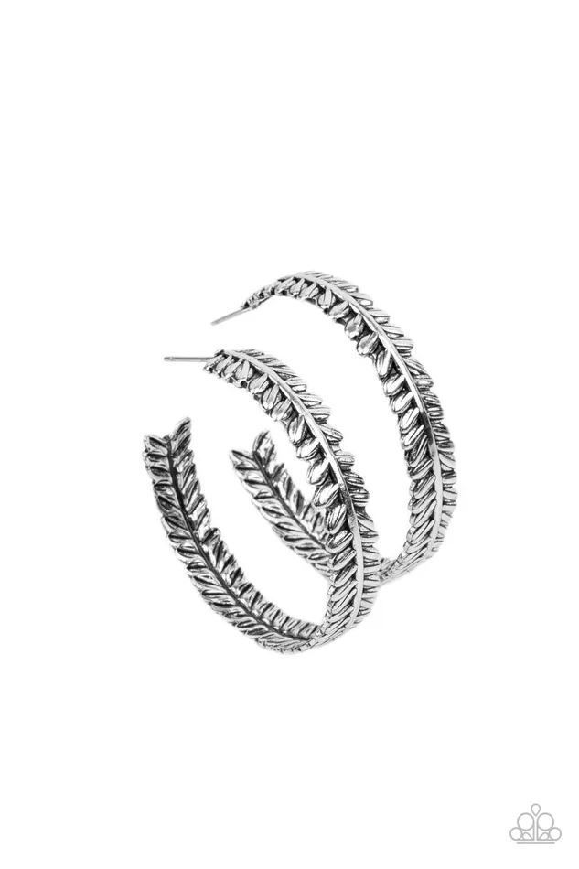 Paparazzi Accessories Earrings Laurel Gardens Silver Leaf Hoop Earrings Paparazzi Paparazzi Accessories Earrings Laurel Gardens Silver Leaf Hoop Earrings Paparazzi