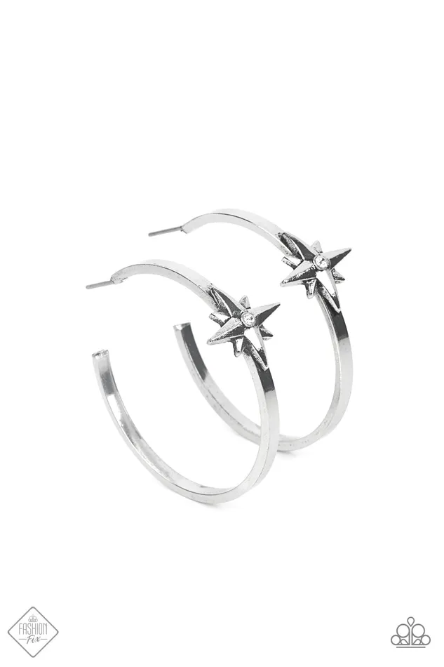 Paparazzi Accessories Earrings Lone Star Shimmer White Rhinestone Silver Star Hoop Earrings Paparazzi Fashion Fix April 2022 Paparazzi Accessories Earrings Lone Star Shimmer White Rhinestone Silver Star Hoop Earrings Paparazzi Fashion Fix April 2022