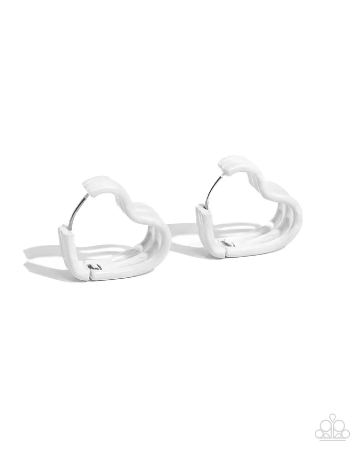 Paparazzi Accessories Earrings Memorable Love White Painted Heart Hinge Hoop Earrings Paparazzi Paparazzi Accessories Earrings Memorable Love White Painted Heart Hinge Hoop Earrings Paparazzi
