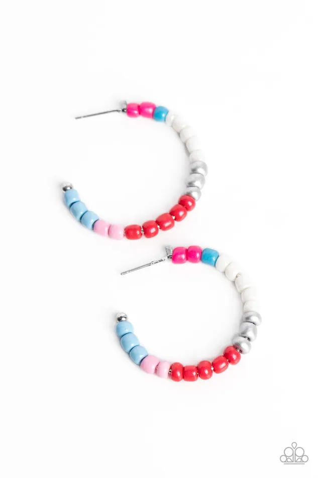 Paparazzi Accessories Earrings Multicolored Mambo Pink Multi Blue Seed Beed Hoop Earrings Paparazzi Paparazzi Accessories Earrings Multicolored Mambo Pink Multi Blue Seed Beed Hoop Earrings Paparazzi