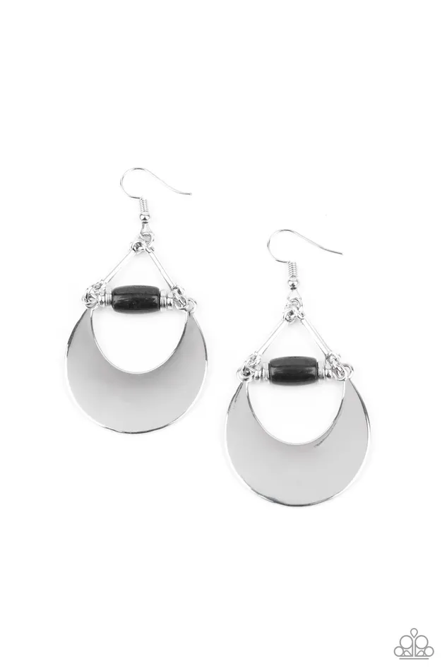 Paparazzi Accessories Earrings Mystical Moonbeams Black Stone Bead Silver Crescent Earrings Paparazzi Paparazzi Accessories Earrings Mystical Moonbeams Black Stone Bead Silver Crescent Earrings Paparazzi