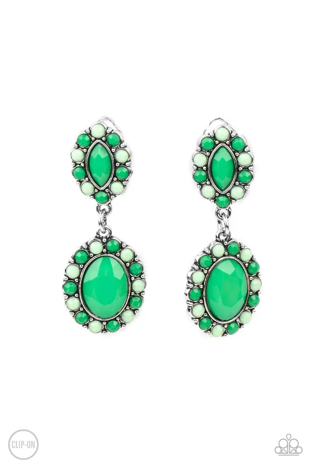 Paparazzi Accessories Earrings Positively Pampered Green Mint Bead Silver ClipOn Earrings Paparazzi Paparazzi Accessories Earrings Positively Pampered Green Mint Bead Silver ClipOn Earrings Paparazzi
